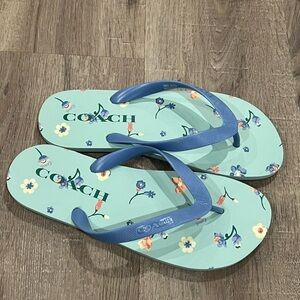 New? Coach Size 9 Women’s Slip On Sandals Tongs Sandal Floral Blossom Shoes